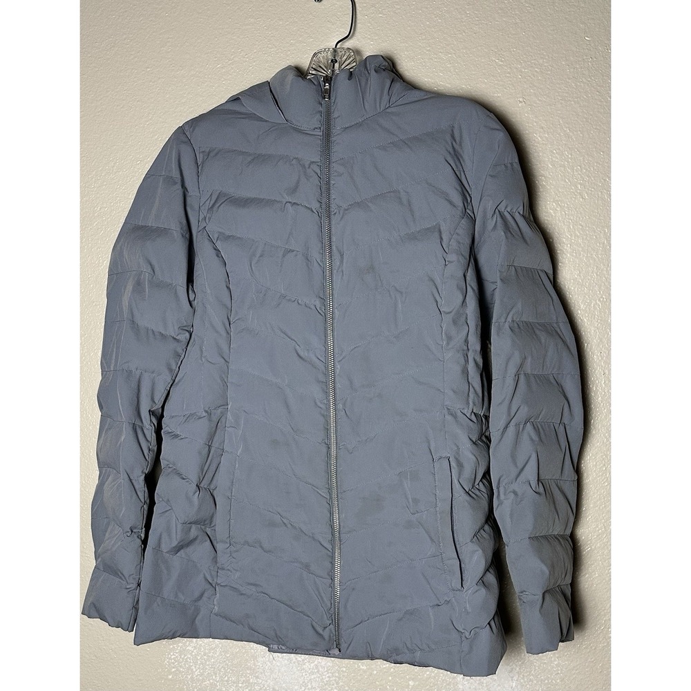 32 Degrees Heat Women's Size S Full Zip Blue Puffer Jacket with Hood Zip Pockets